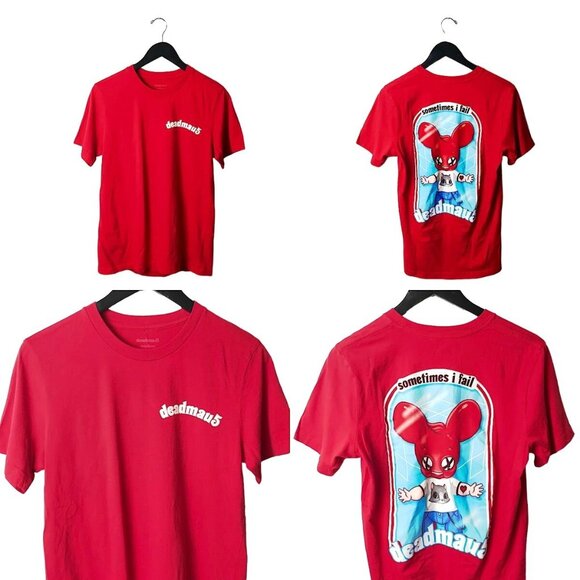 Deadmau5 DJ T Shirt Adult Red Medium M Graphic Tee Short Sleeve 100% Cotton Logo - Picture 1 of 15